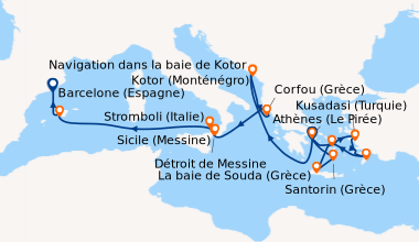 Itinéraire de la croisière Athènes (Le Pirée), Santorin (Grèce), La baie...