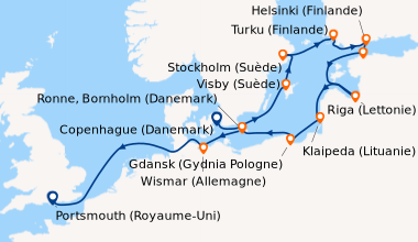 Itinéraire de la croisière Copenhague (Danemark), Visby (Suède), Stockho...
