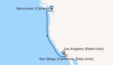 Itinéraire de la croisière Vancouver (Canada), En mer, En mer, En mer, S...