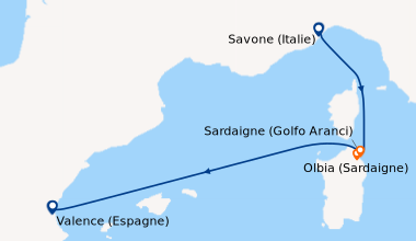 Itinéraire de la croisière Italie, Espagne