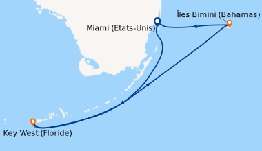 Itinéraire de la croisière Miami (Etats-Unis), Key West (Floride), Îles ...