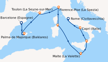 Itinéraire de la croisière Barcelone (Espagne), Palma de Majorque (Baléa...