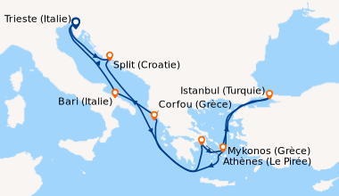 Itinéraire de la croisière Trieste (Italie), Split (Croatie), En mer, At...