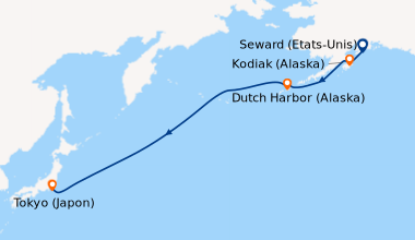 Itinéraire de la croisière Seward (Etats-Unis), Kodiak (Alaska), En mer,...
