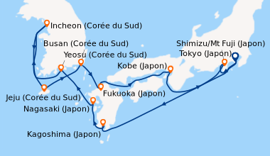Itinéraire de la croisière Tokyo (Japon), Shimizu/Mt Fuji (Japon), En me...