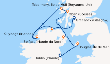 Itinéraire de la croisière De l'Irlande à l'Écosse : voyage en terres celtiques