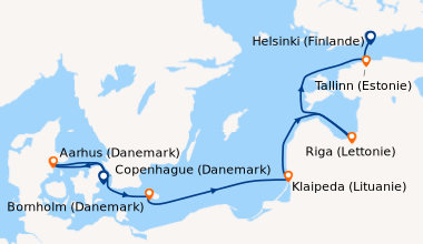 Itinéraire de la croisière Copenhague (Danemark), Aarhus (Danemark), Bor...