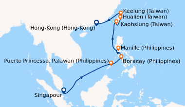 Itinéraire de la croisière Singapour, En mer, Koh Samui (Thaïlande), En ...