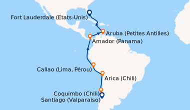 Itinéraire de la croisière Santiago du Chili (Chili), Santiago du Chili ...