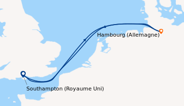 Itinéraire de la croisière Southampton (Royaume Uni), En mer, Hambourg (...