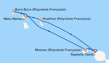 Itinéraire de la croisière Tahiti et les îles de la Société