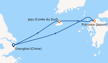 Itinéraire de la croisière Shanghai (Chine), En mer, Fukuoka (Japon), Je...