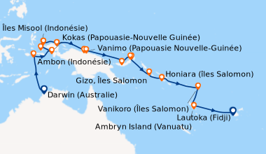 Itinéraire de la croisière Darwin (Australie), En mer, Ambon (Indonésie)...