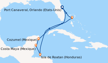 Itinéraire de la croisière Port Canaveral, Orlando (Etats-Unis), Great S...