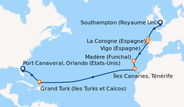 Itinéraire de la croisière Southampton (Royaume Uni), En mer, La Corogne...