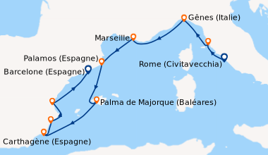 Itinéraire de la croisière Rome (Civitavecchia), Livourne (Florence, Pis...