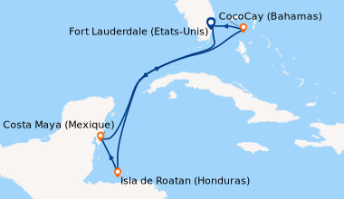 Itinéraire de la croisière Fort Lauderdale (Etats-Unis), En mer, Isla de...