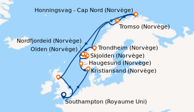 Itinéraire de la croisière Southampton (Royaume Uni) , En mer, Kristians...