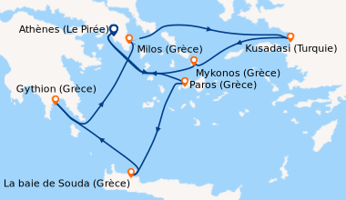 Itinéraire de la croisière Athènes (Le Pirée), Naousa (Grèce), La baie d...