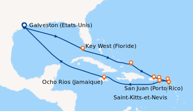 Itinéraire de la croisière Galveston (Etats-Unis), En mer, Key West (Flo...