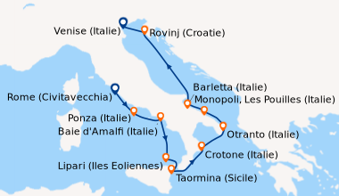 Itinéraire de la croisière Rome (Civitavecchia), Ponza (Italie), Baie d'...