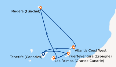 Itinéraire de la croisière Canaries, Madère, Espagne