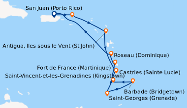 Itinéraire de la croisière San Juan (Porto Rico), Tortola (Roadtown - Îl...