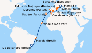 Itinéraire de la croisière Rio De Janeiro (Brésil), En mer, En mer, Mace...