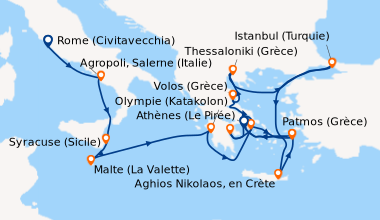 Itinéraire de la croisière Rome (Civitavecchia), Agropoli, Salerne (Ital...