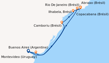 Itinéraire de la croisière Argentine, Uruguay, Brésil