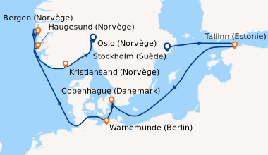 Itinéraire de la croisière Stockholm (Suède), Tallinn (Estonie), En mer,...