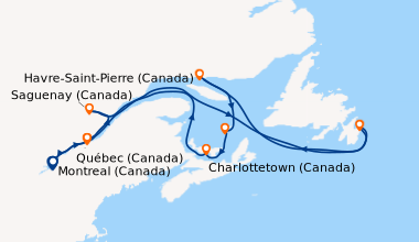 Itinéraire de la croisière Montreal (Canada), Saint-Laurent (fleuve/Cana...