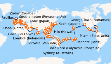Itinéraire de la croisière Miami (Etats-Unis), En mer, George Town (Baha...