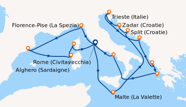Itinéraire de la croisière Rome (Civitavecchia), Florence-Pise (La Spezi...