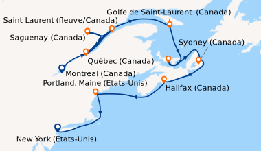Itinéraire de la croisière Montreal (Canada), Saint-Laurent (fleuve/Cana...