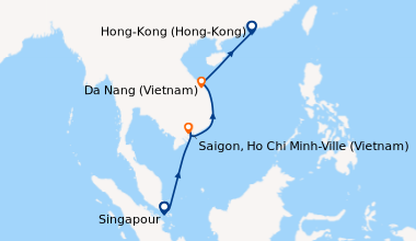 Itinéraire de la croisière Singapour, En mer, Saigon, Ho Chi Minh-Ville ...