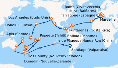 Itinéraire de la croisière Santiago (Valparaiso) , En mer, En mer, En me...