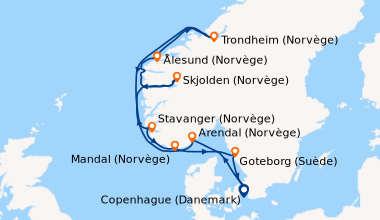 Itinéraire de la croisière Copenhague (Danemark), Skagen (Danemark), En ...