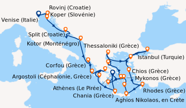 Itinéraire de la croisière Venise (Italie), Koper (Slovénie), Rovinj (Cr...
