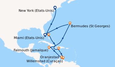 Itinéraire de la croisière New York (Etats-Unis), En mer, En mer, Nassau...
