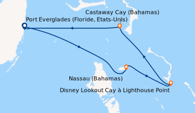 Itinéraire de la croisière Port Everglades (Floride, Etats-Unis), Nassau...