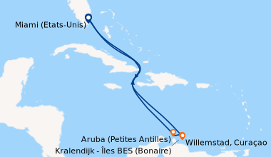 Itinéraire de la croisière Miami (Etats-Unis), En mer, En mer, Aruba (Pe...