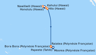 Itinéraire de la croisière Honolulu (Hawaï), Honolulu (Hawaï), Nawiliwil...
