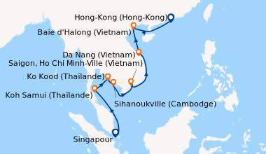 Itinéraire de la croisière Singapour, En mer, En mer, Koh Samui (Thaïlan...