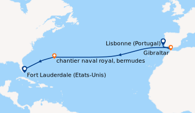 Itinéraire de la croisière Lisbonne (Portugal), En mer, Gibraltar , En m...