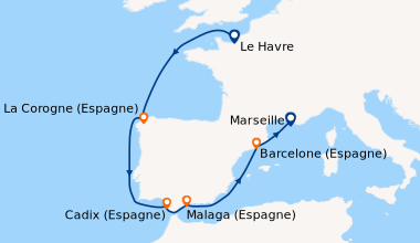 Itinéraire de la croisière France, Espagne