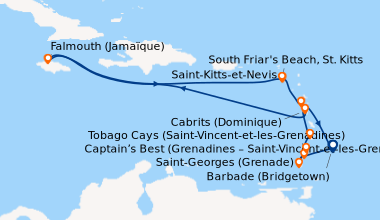 Itinéraire de la croisière Barbade (Bridgetown), Captain’s Best (Grenadi...