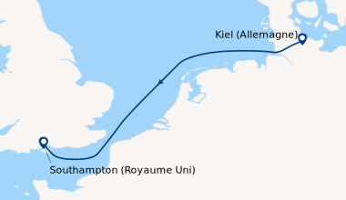 Itinéraire de la croisière Kiel (Allemagne), En mer, En mer, Southampton...