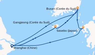 Itinéraire de la croisière Shanghai (Chine), Gangjeong (Corée du Sud), B...
