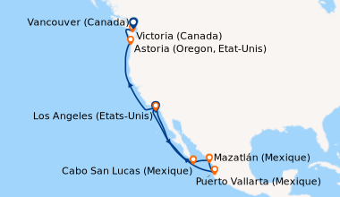 Itinéraire de la croisière Los Angeles (Etats-Unis), En mer, Cabo San Lu...